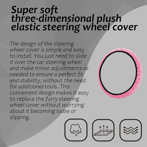 Car Steering Wheel Cover, 15" Breathable Anti-Slip Elastic Stretch Without Inner Ring, Short Faux Steering Wheel Protector, Universal Car Interior...