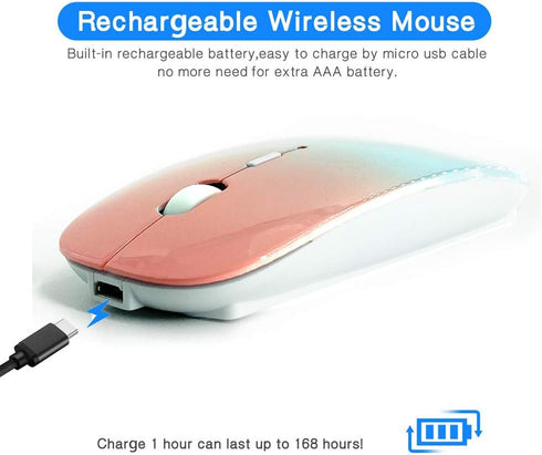 KLO Bluetooth Mouse for MacBook/MacBook air/Pro/iPad, Wireless Mouse for Laptop/Notebook/pc/iPad/Chromebook (BT/A Blue-Pink)...