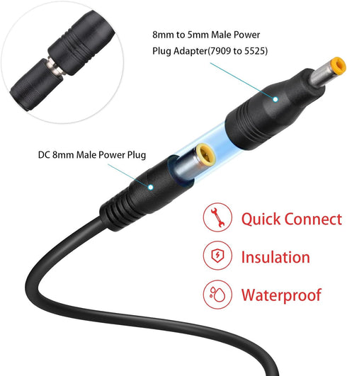 Solar Panel to DC 8MM Adapter,14AWG 6FT Solar Connector to DC 8MM Male Converter Cable with DC 5.5×2.5mm Converter for Portable Power Station Sola...