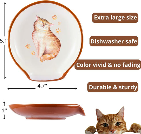 Cat Decor - Cat Spoon Rest, Cute Kitchen Accessories Cat Gifts For Cat Lovers, Ceramic Spoon Rest For Stove Top Large Utensil Holder For Kitchen C...