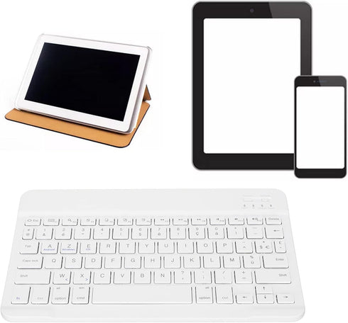Sanpyl Keyboard, 10in Ultra Thin Bluetooth French AZERT Keyboard Scissor Slim Waterproof Multifunctional Keyboard for Tablet Phone Computer(White)...