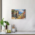 Italian Cityscape Abstract Wall Art Artwork: Mediterranean City Italy Street Towns Picture Painting on Canvas for Paris Cafe Room(12X16)...