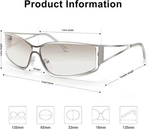 Y2k Sunglasses for Women,Fashion Metal Y2k Glasses,Trendy 2000S Sunglasses Aesthetics Y2k Shades Accessories...