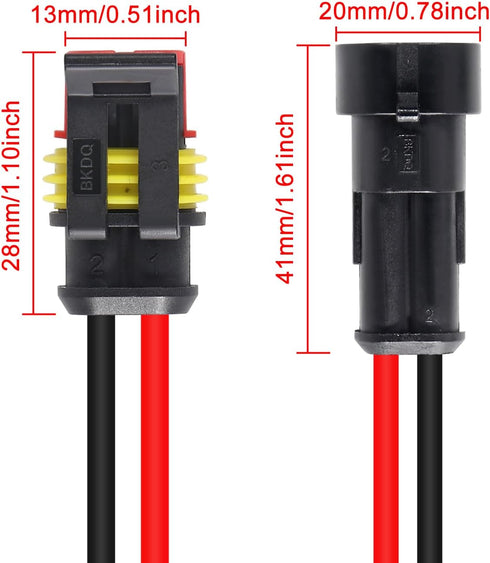 10 Pack 2 Pin Wire Connector 16 AWG Waterproof Automotive Electrical Connectors Deutsch Connector Male and Female Wire Connectors for Car Truck Bo...