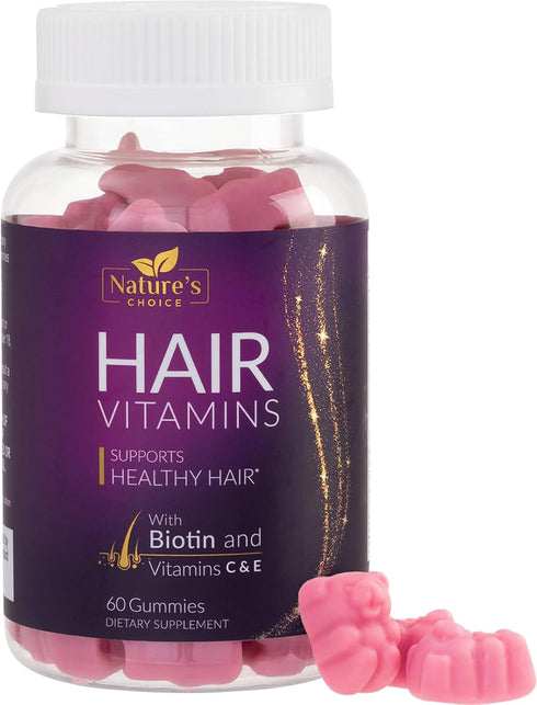 Hair Vitamins Gummies with Biotin 5000 mcg Vitamin E & C Support Hair Growth Gummy, Premium Vegetarian Non-GMO, for Stronger, Beautiful Hair, Skin...