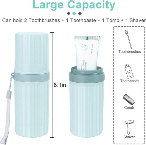 Travel Toothbrush Holder, Large Travel Toothbrush Cup Case, Portable Travel Toothbrush Toothpaste Makeup Storage for Business Trip Camping School ...