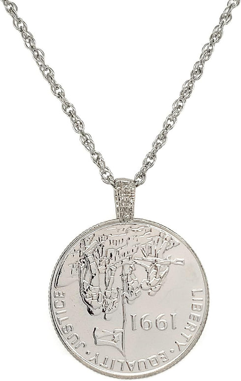 American Coin Treasures Lucky Elephant Coin Pendant | Mother and Baby Elephants | Silvertone 24 Inch Rope Chain | Certificate of Authenticity |...