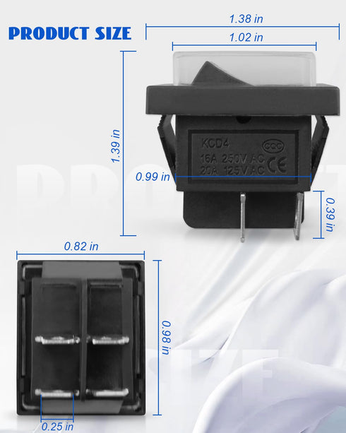 4-Pin Push Button Switch with Waterproof Cover Fit for Household or Similar Electrical Appliances and Equipment Lndustrial Machinery Machine Tools...
