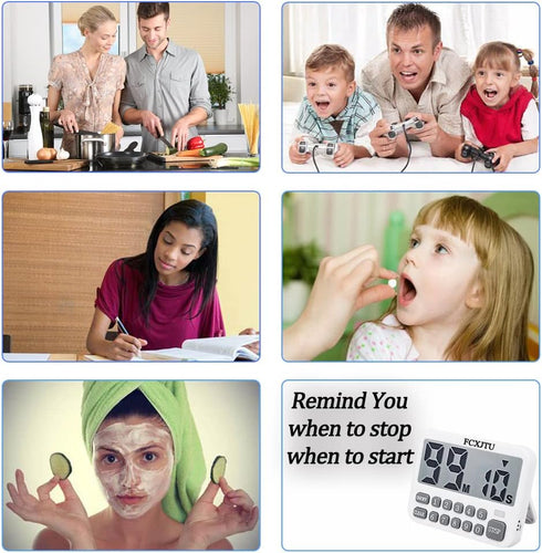FCXJTU Digital Kitchen Timer, Large Display Countdown/Up Timer with Digits Directly Input, Fast Setting, Loud Alarm, ON/Off, Magnetic Back Stand f...