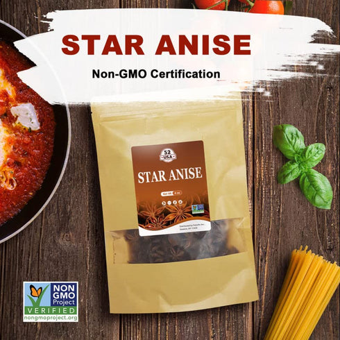 52USA Star Anise, Star Anise whole 4oz (Pack of 1), NON-GMO Verified Chinese Star Anise, Dried Anise Spice...