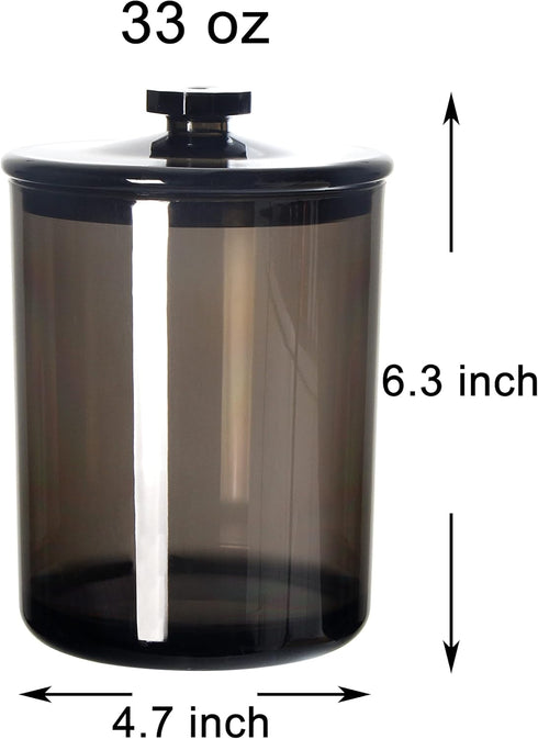Youngever Black Plastic Apothecary Jars, Qtip Holder, Cotton Swab Holder, Bathroom Vanity Organizer for Cotton Balls, Cotton Pads, Qtips (1 Set 30...