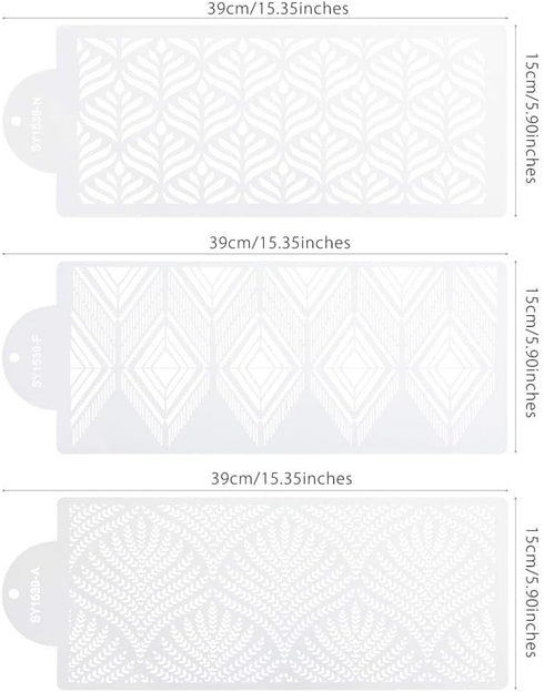RAYNAG 3 Pcs Cake Decorating Stencils Mold Plastic Templates Spray Floral Cake Molds Cookie Fondant Dessert Decorating Molds Side Baking Mesh Sten...