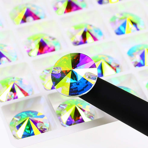 DONGZHOU 80pcs Sew On Rhinestones Round Flat Back Sew On Glass Rhinestone Sewing Crystal Gems Stone Beads for Costume, Clothes, Garments, Dress, J...