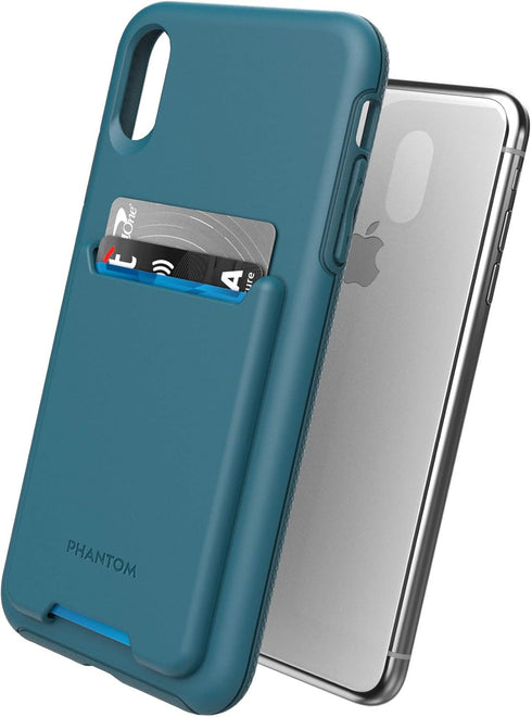 ENCASED iPhone XR Wallet Case (2018) Ultra Durable Cover with Card Holder Slot (4 Credit Cards Capacity) (Phantom/Ocean Blue)...