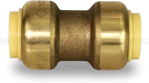 Everflow Supplies Pushlock UPSC12 1/2 Inch Long Push X Push Coupling for Push-Fit Fittings, Made with No Lead DZR Forged Brass, Connects PEX, CPVC...
