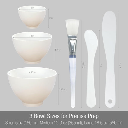 APPEARUS Facial Mask Silicone Mixing Bowl Set – 6-Piece Spa Skincare Kit with 3 Mixing Bowls, Brush & Spatulas – Reusable, Microwave & Dishwasher ...