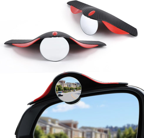 LivTee Car Blind Spot Mirror with Side Mirror Rain Guard 2 Pack, Carbon Fiber 2-in-1 Rear View Rain Mirror Covers, 360 Drgree Adjustable Convex Mi...