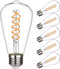 6 Pack ST19(ST58) LED Edison Bulb, Vintage LED Filament Bulb,Softy White 2700K, Antique Flexible Spiral LED Filament Light Bulb, Dimmable 600LM, 6...