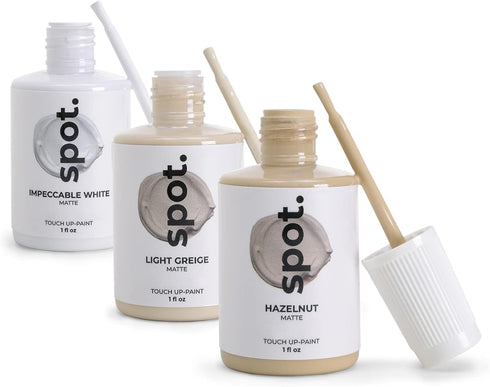 Touch Up-Paint, Matte Finish, for Cabinets, Walls, Windows, Doors, and Furniture, 3 Color Kit Matches 90% of Surfaces, Beige + White 3 Pack...