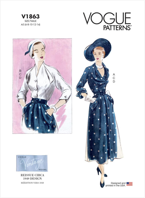 Vogue Misses' Blouse, Belt, and Skirt Sewing Pattern Kit, Code V1863, Sizes 16-18-20-22-24, Multicolor...