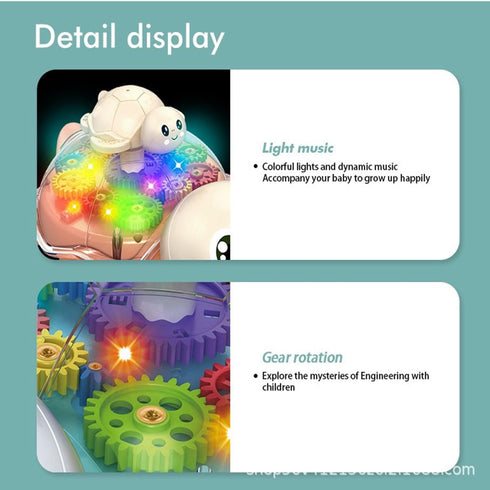 Light Up Musical Crawling Turtle Touch & Go Baby Toy,Colorful Moving Gears,Music LED Educational Toy,Interactive Infant Toddler Kids Toys Gift for...