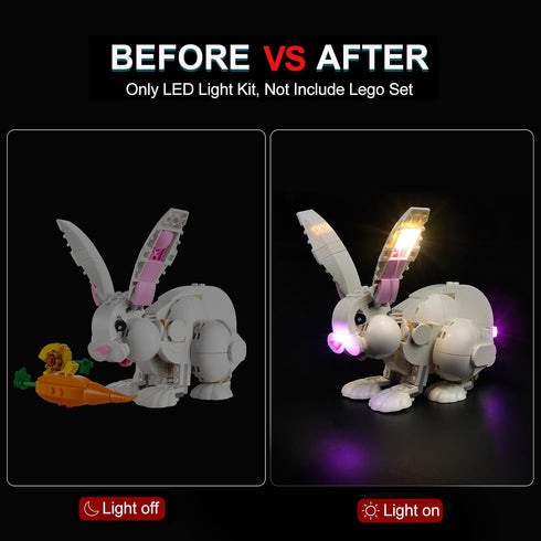 LED Lighting Kit for Lego Creator 3 in 1 White Rabbit, LED Light Compatible with Lego 31133 Building Block Models (Not Include Lego Set)...