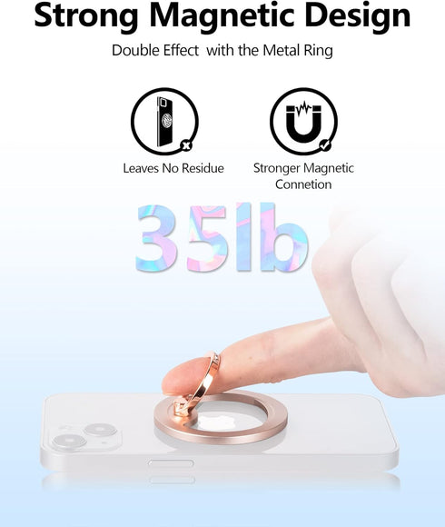 Magnetic Phone Grip (MagGo) Removable Phone Holder Stand Adjustable Finger Ring Grip Compatible with Magsafe for All Smartphone/Case (Rose Gold).....