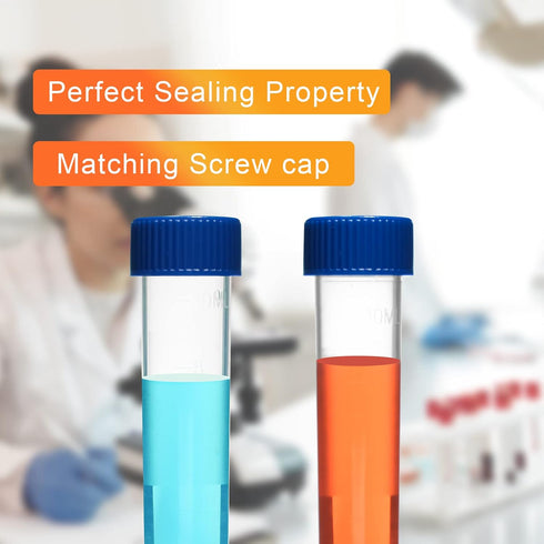Clear Plastic Graduated Test Tubes 10ml Sterile Sample Storage Container with Screw Cap Self-Standing Lab Transport Tube, Case of 50...