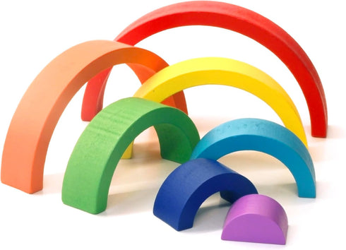 Wooden Rainbow, Stacking Learning Toy for Kids Toddlers Baby, 7 Pieces Bright Colors Rainbow, Building Blocks Game. Rainbow Arch Puzzle Tunnel....