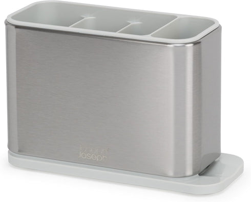 Joseph Joseph Surface Kitchen Sink Cutlery drainer, Utensil cutlery and kitchen gadgets holder with draining base, kitchen storage, Stainless Stee...