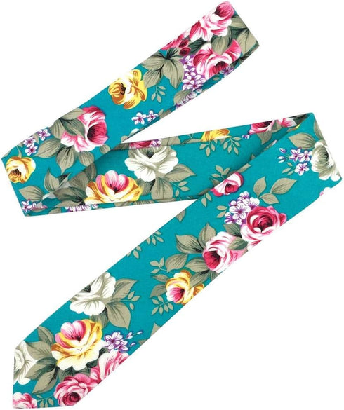 S&W SHLAX&WING Cotton Neckties for Men Wedding Party Slim Skinny Ties Printed...