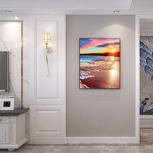 ACENGXI Beach Sunset Paint by Numbers Beach Paint by Numbers Sunset DIY Canvas Paint by Numbers Sea Acrylic Painting by Numbers Sunset Beach Paint...