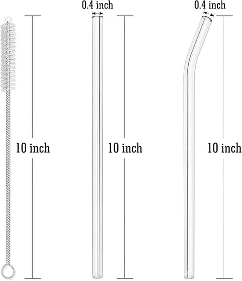 Hiware Reusable Glass Straws Set, 5-piece Drinking Straws with Cleaning Brush, 10" x 10 mm, Dishwasher Safe...
