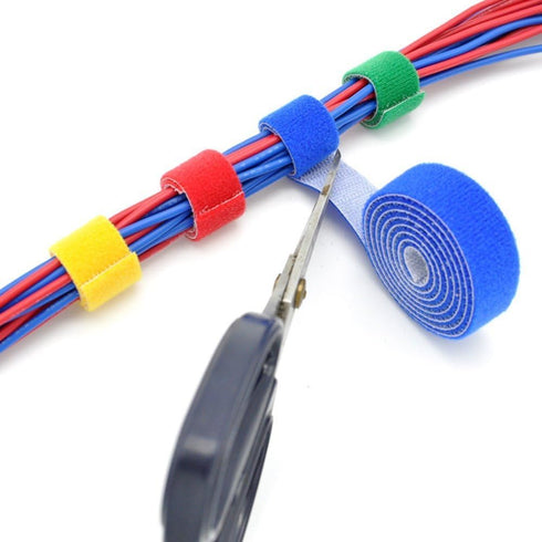 Reusable Fastening Tape Cable Ties 3/4 Inch Double Side Hook Roll (10 Yard, Black)...
