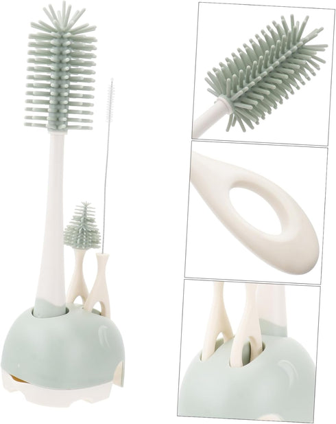 Cleaning Brush Set Baby Suits Childrens Water Scrub Brush Milk Bottle Cleaner Baby Kids Bottle Brush Silicone Baby Bottle Water Cup to Rotate Food...