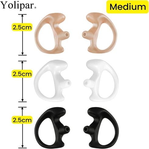 Replacement Soft Silicone Eardud Earmold for Walkie Talkie Audio kit Air Acoustic Tube Earpiece Headset (Three-Colour, Medium(3 Pairs))...