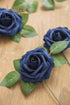 Ling's Moment Artificial Flowers 50Pcs Navy Blue Roses Decor w/Stems,3" Real Touch DIY Foam Floral for Wedding Bouquet/Centerpieces, Outdoors Part...