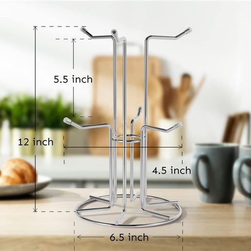 HULISEN Coffee Mug Holder for Countetop, Cup Tree for Counter Large Mugs with 6 Hooks, Metal Cup Holder Stand, Standing Rack Display for Coffee Ba...