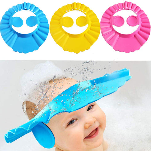 FEBSNOW Baby Shower Cap Bathing Cap - 3 Pcs Soft Adjustable Visor Hat Safe Shampoo Shower Bathing Protection Bath Cap for Toddler, Baby, Kids, Chi...