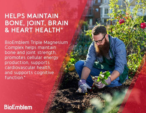 BioEmblem Triple Magnesium Complex | 300mg of Magnesium Glycinate, Malate, & Citrate for Muscles, Nerves, & Energy | High Absorption | Vegan, Non-...