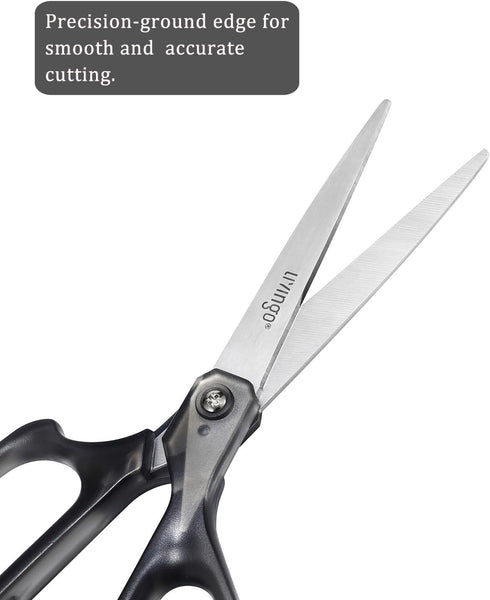 LIVINGO Scissors All Purpose for Office - 3 Pack 8 Inch Sharp Stainless Steel Heavy Duty Fabric Paper Cutting Shears for Crafts, Sewing School Hom...