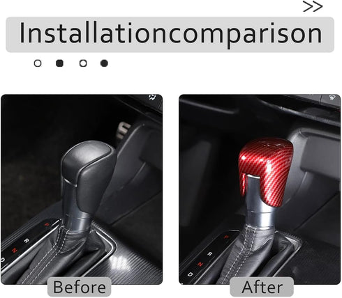 ABS Carbon Fiber Texture Car Center Control Gear Shift Knob Head Trim Cover,Gear Shift Knob Cover for Honda Civic 2022 (Red-Carbon Fber Texture)...