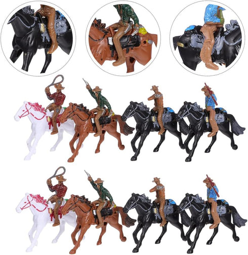 Western Figures, Model Action Figures, Horse Riding Plastic Indians Figurines Figures Playset, 8 Pieces...