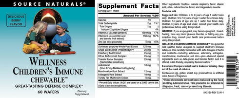 Source Naturals Wellness Children's Immune Chewable, Great-Tasting Defense Complex, Berry Flavored* - 60 Wafers...
