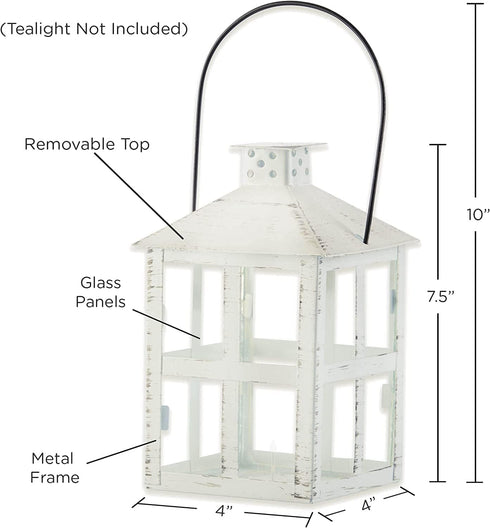 Kate Aspen Rustic Farmhouse Decor White Candle Holder Lantern Decorative (7.5 Inch), Wedding Decoration, Centerpiece Table Decorations, Home Decor...