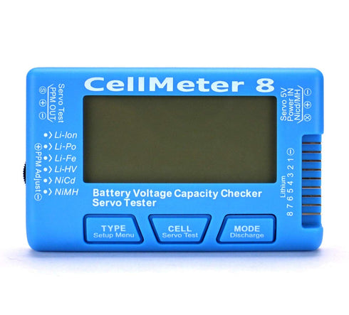 SoloGood RC CellMeter 8 Digital Battery Capacity Checker Battery Voltage Tester LCD Backlight for LiPo Life Li-ion NiMH Nicd Cell Meter Battery Ch...