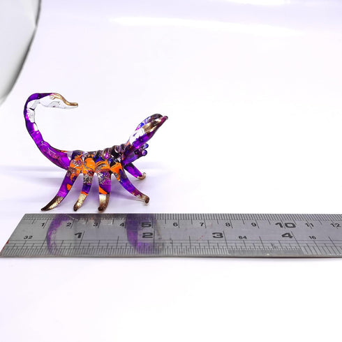 Scorpion Miniature Figurines Animals Hand Painted Blown Glass Art Gold Trim Collectible Gift Decorate, Orange Purple...