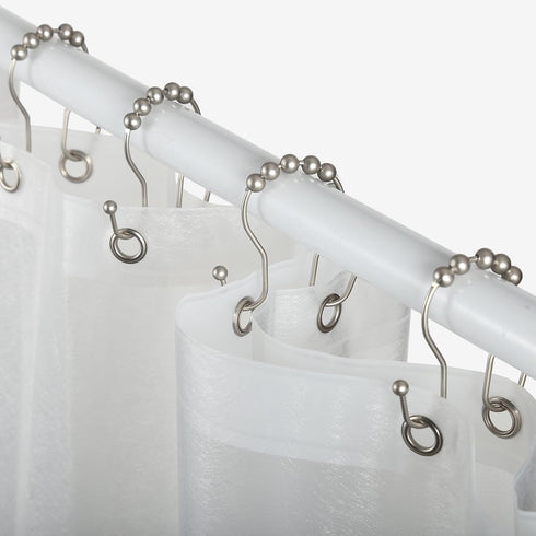 Goowin Shower Curtain Hooks, 12 Pcs Shower Curtain Rings, Stainless Steel Shower Curtain Hooks Rings Rust Proof, Smooth Sliding Anti-Drop Double S...