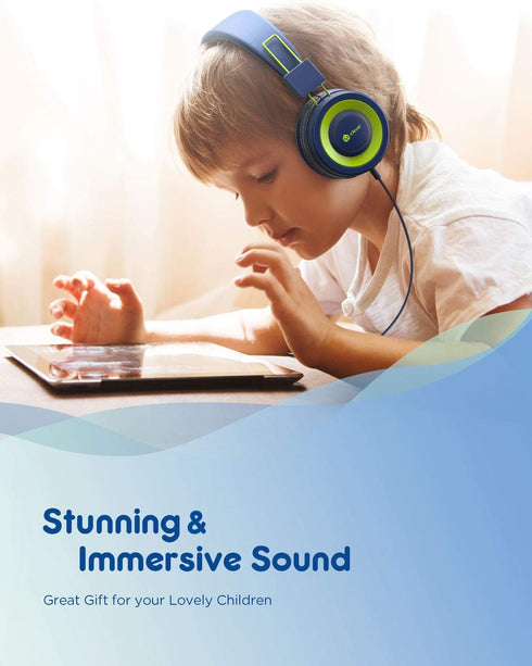 iClever Kids Headphones with Microphone, 85dB/94dB Volume Limited, Stereo 3.5mm Jack, Tangle-Free Wired Headphones for Boys/Girls/School/Travel/iP...
