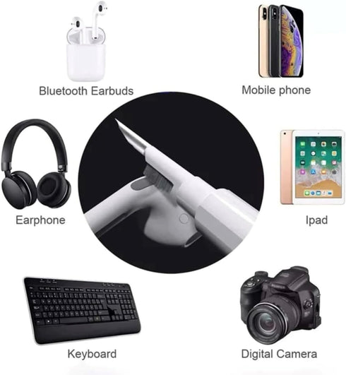 Multi Cleaning Pen Clearner Kit for Airpods; 1/2 Multifunction Cleaning Pen with Soft Brush for Bluetooth Earphones, Case, Mobile Phone, Camera an...